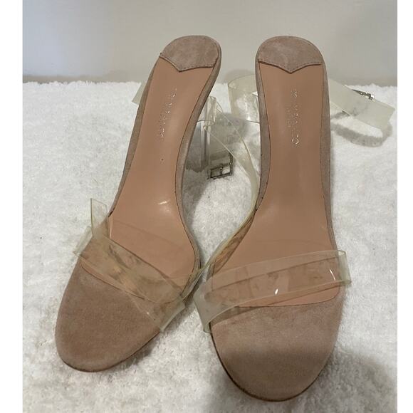 NEW Tony Bianco Kiki Clear Vynalite/Blush Kid Suede Leather Ankle Wrap Heels W 8 - Picture 7 of 11